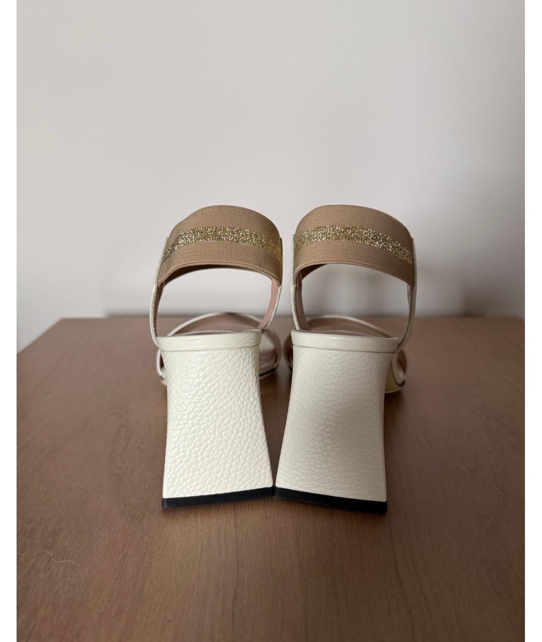 POLLINI Белые кожаные босоножки, фото 4