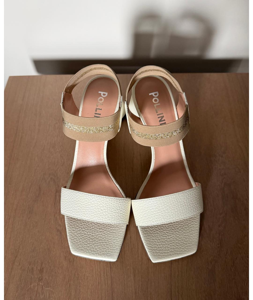 POLLINI Белые кожаные босоножки, фото 2