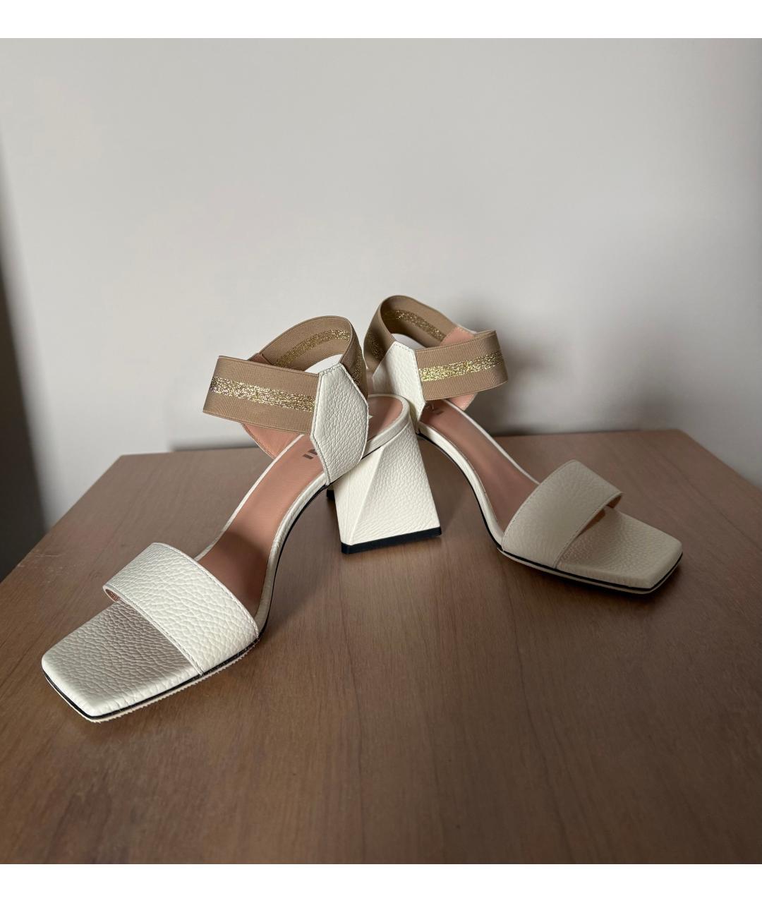 POLLINI Белые кожаные босоножки, фото 6