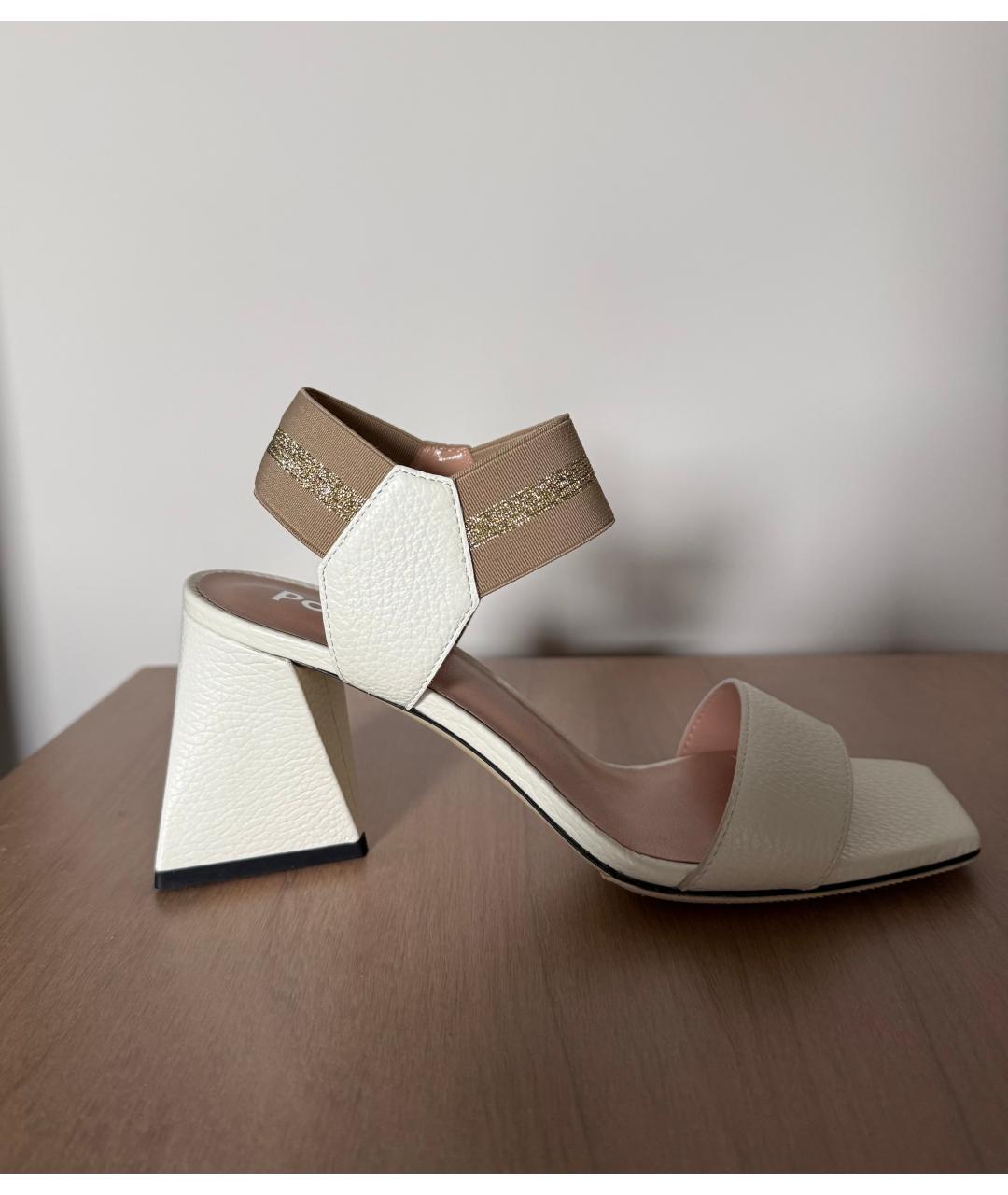 POLLINI Белые кожаные босоножки, фото 8