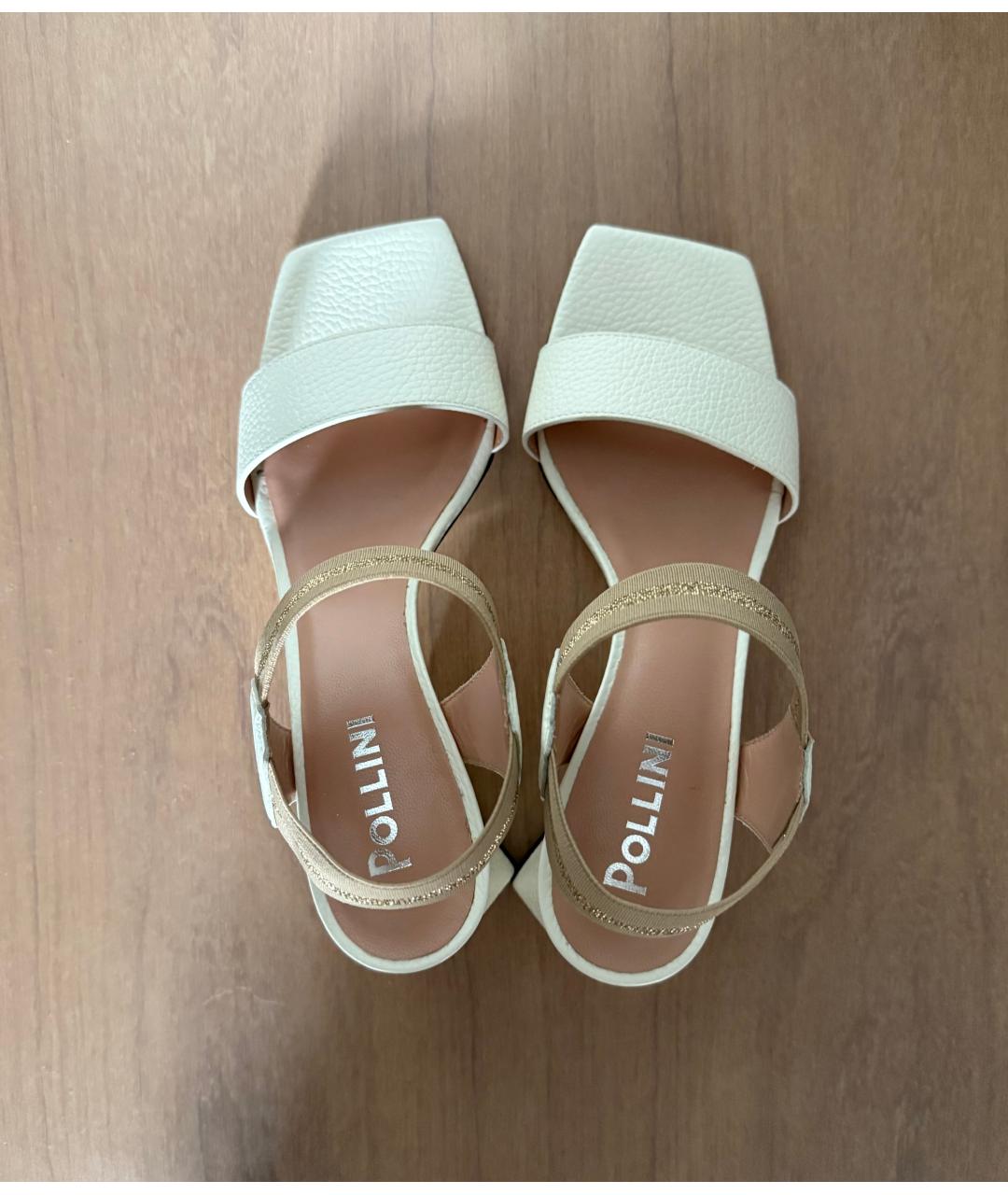 POLLINI Белые кожаные босоножки, фото 3