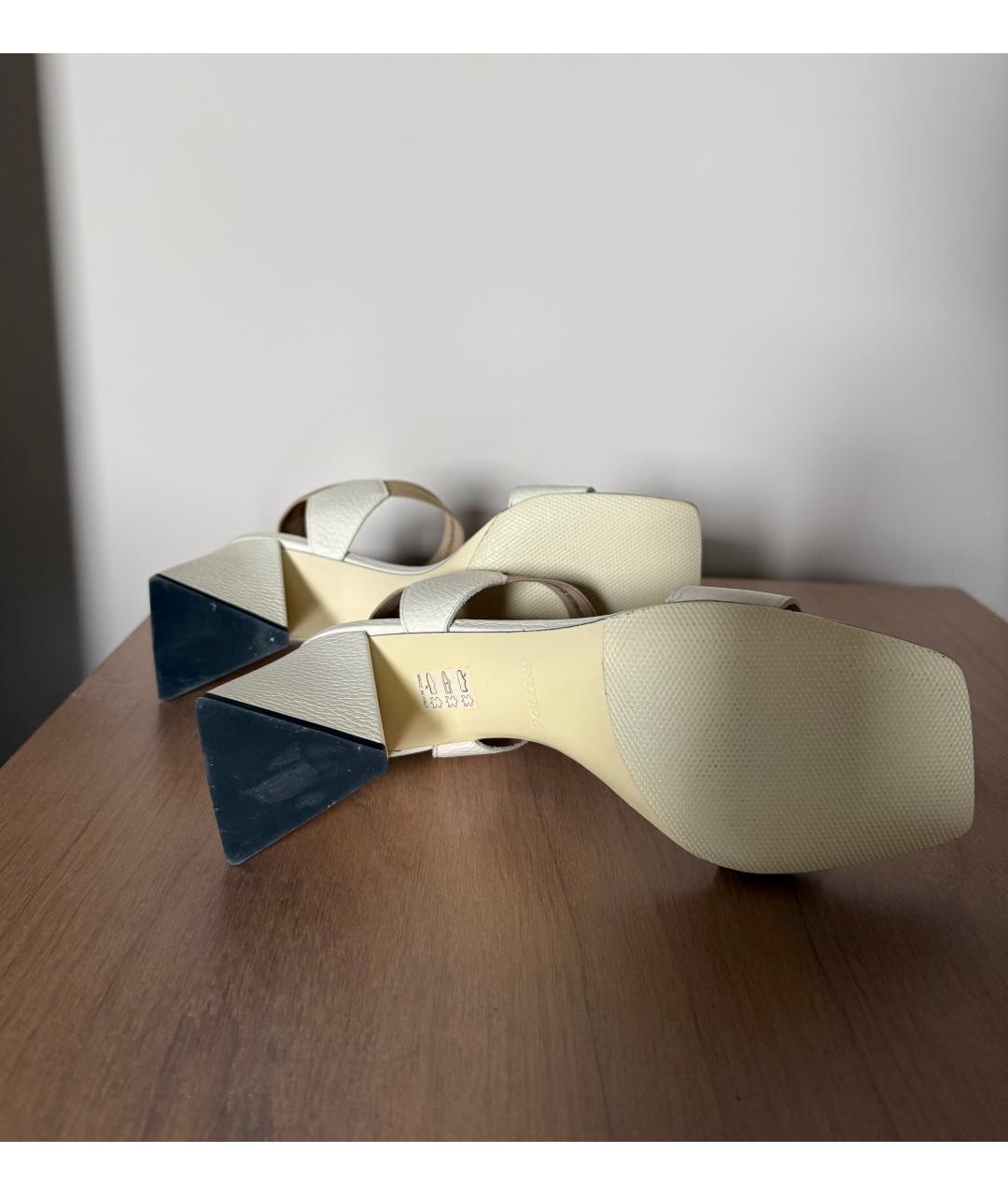 POLLINI Белые кожаные босоножки, фото 7