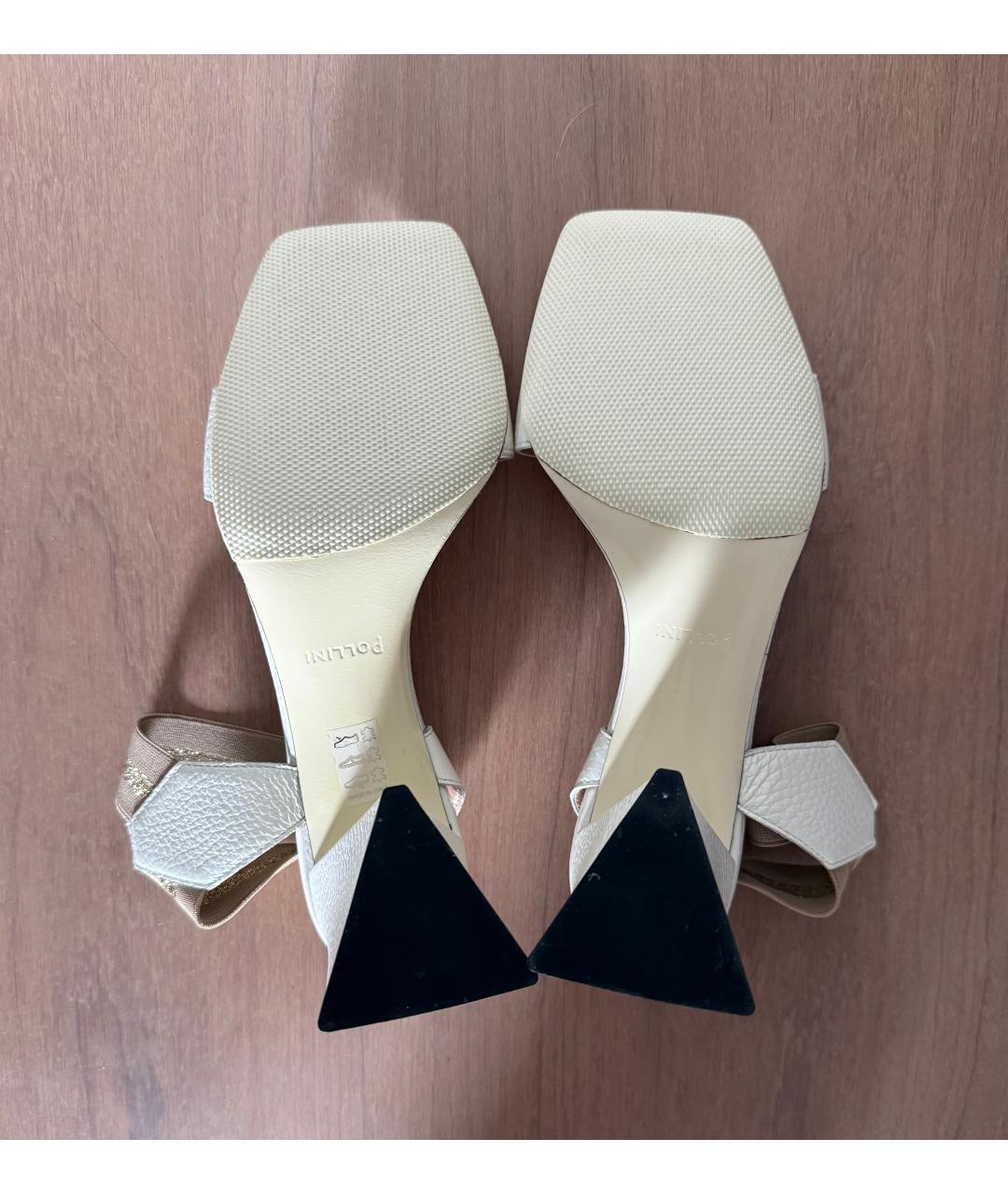 POLLINI Белые кожаные босоножки, фото 5
