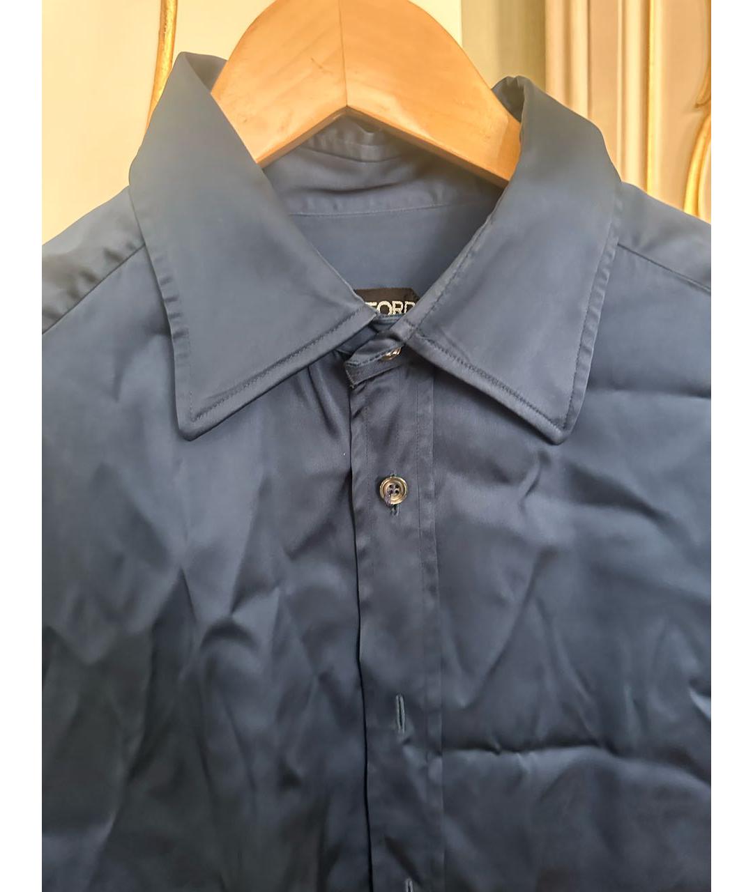 TOM FORD Синяя шелковая классическая рубашка, фото 3