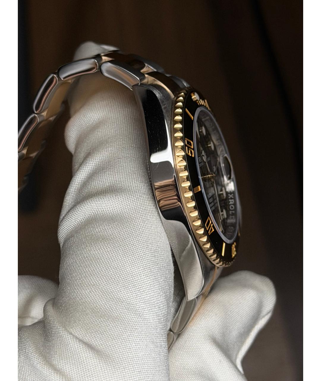 ROLEX Черные часы из желтого золота, фото 5