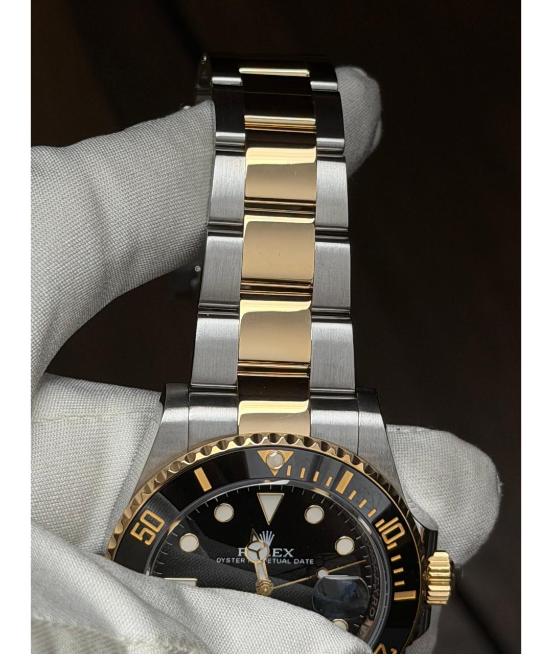 ROLEX Черные часы из желтого золота, фото 7