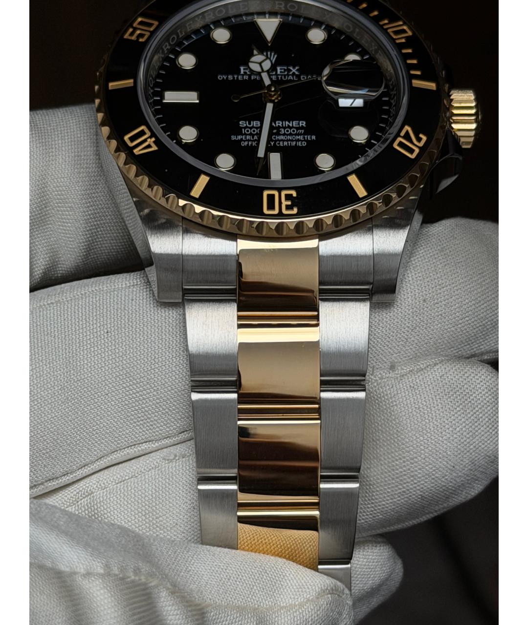 ROLEX Черные часы из желтого золота, фото 6