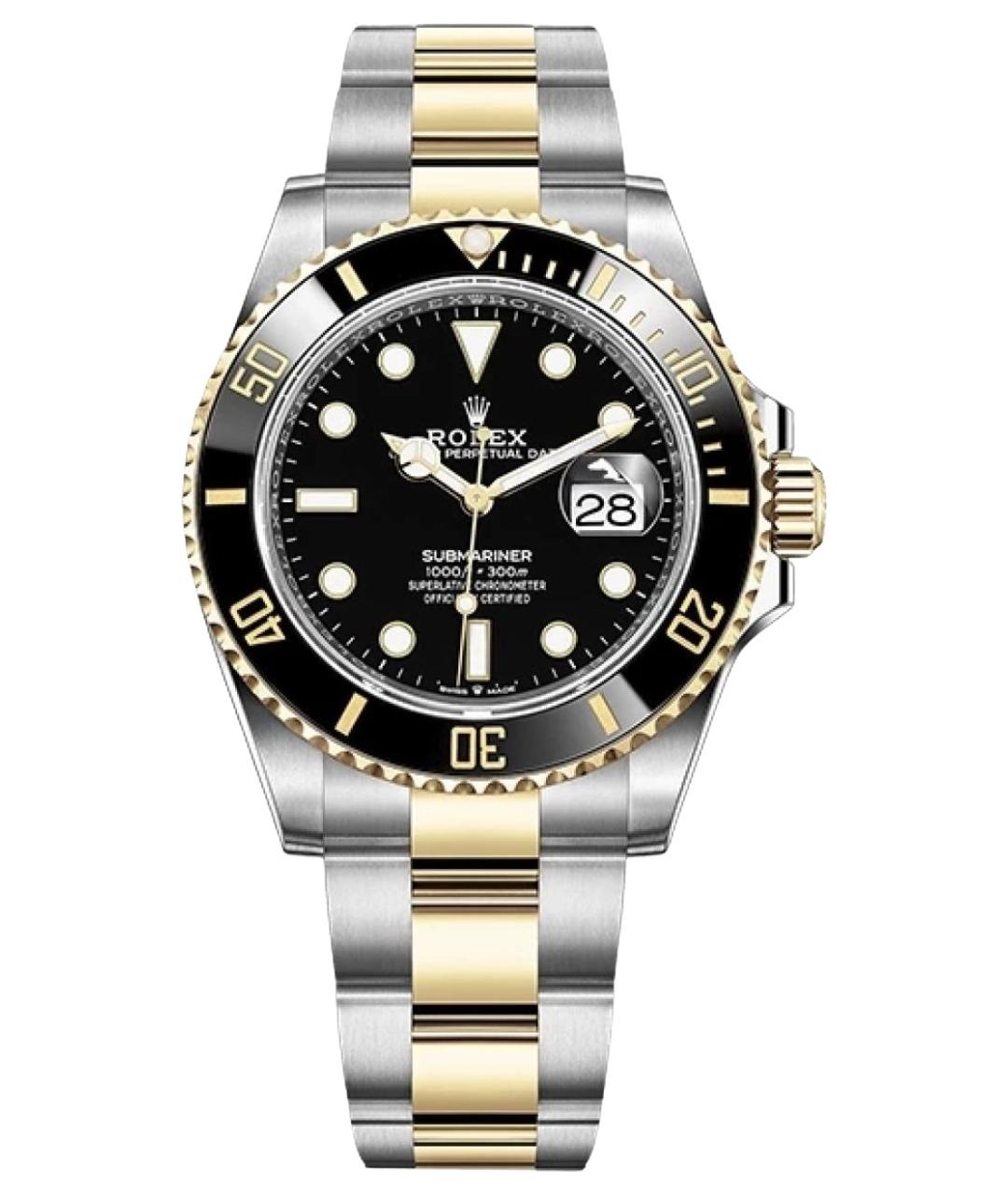 ROLEX Черные часы из желтого золота, фото 1