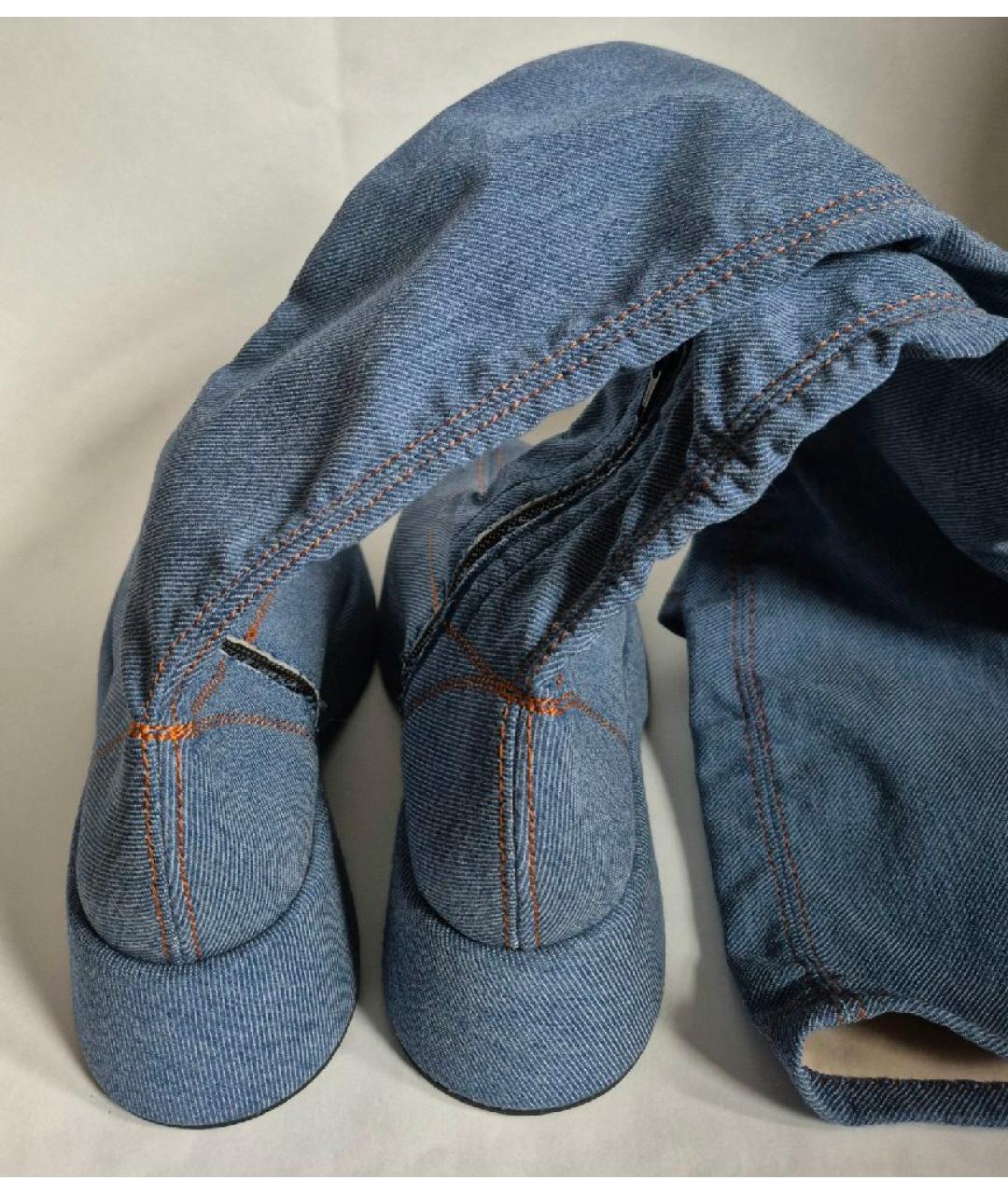 GANNI Голубые текстильные ботфорты, фото 4