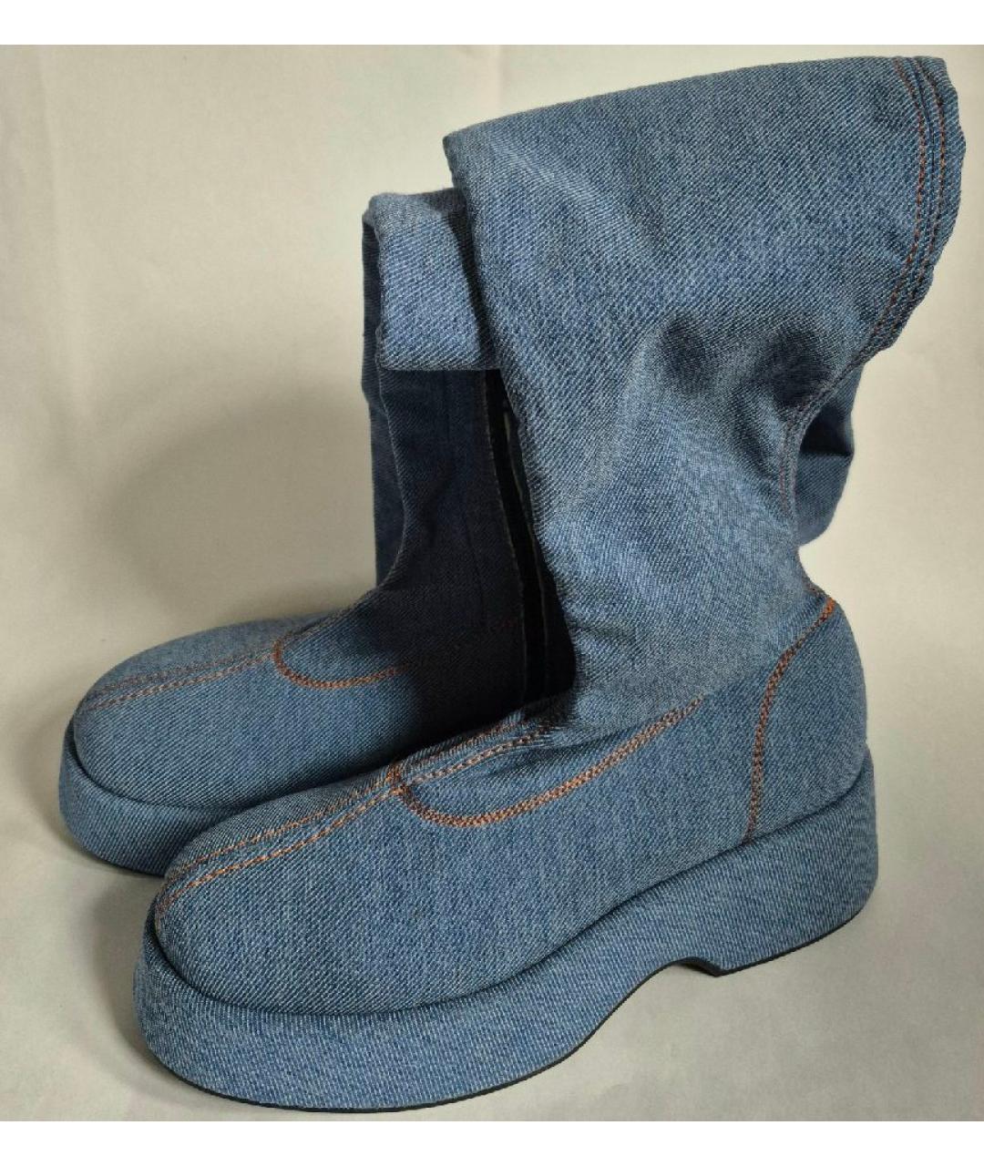 GANNI Голубые текстильные ботфорты, фото 3