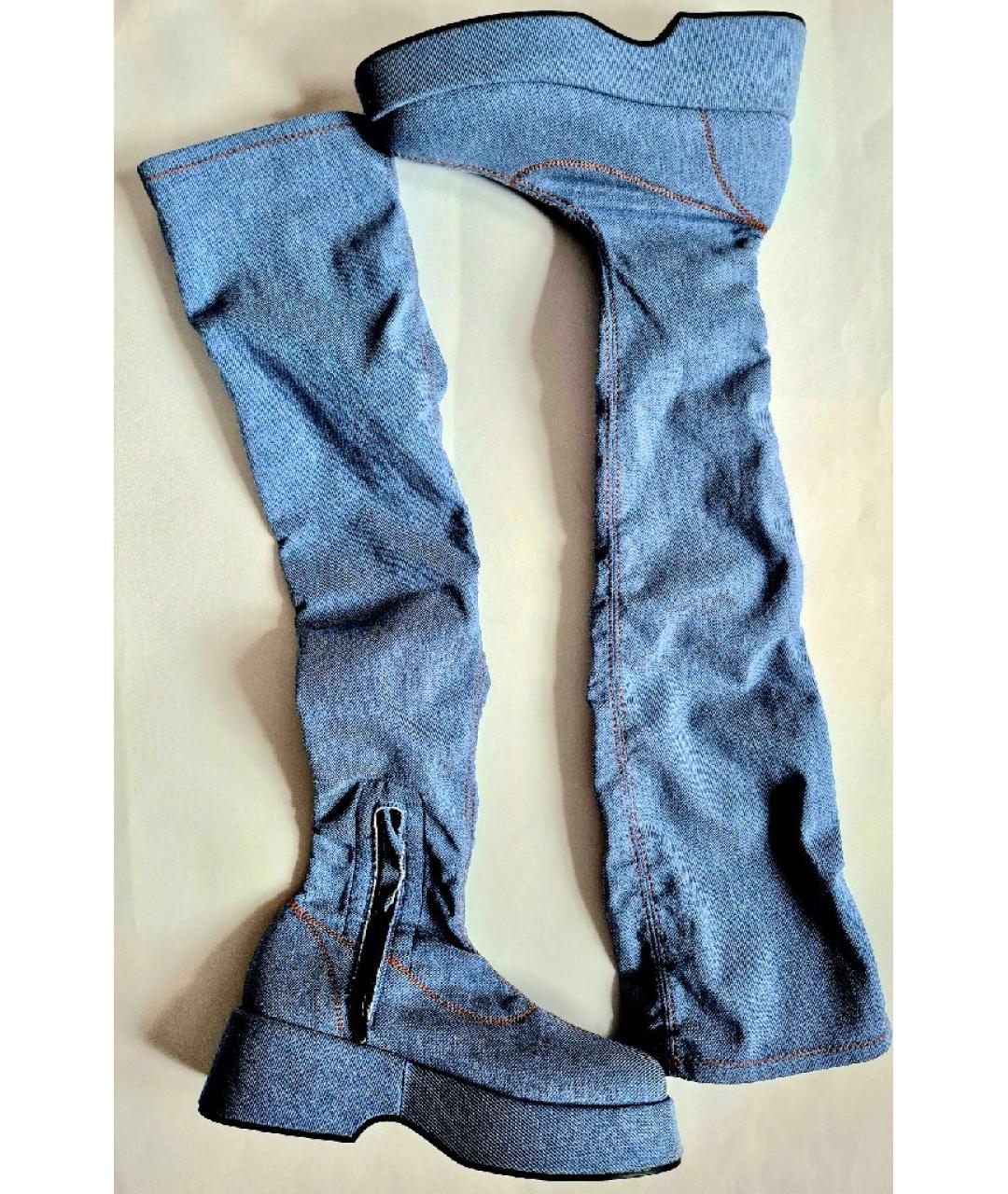 GANNI Голубые текстильные ботфорты, фото 8