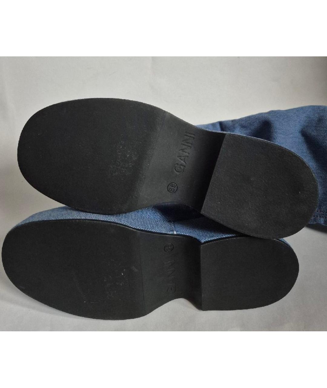 GANNI Голубые текстильные ботфорты, фото 5