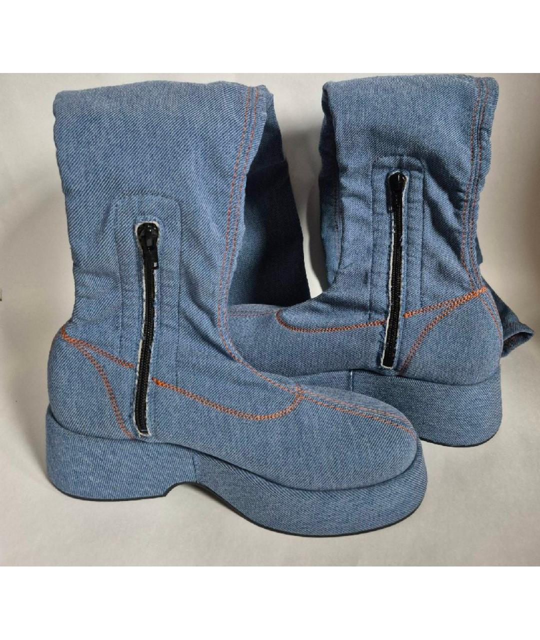 GANNI Голубые текстильные ботфорты, фото 7