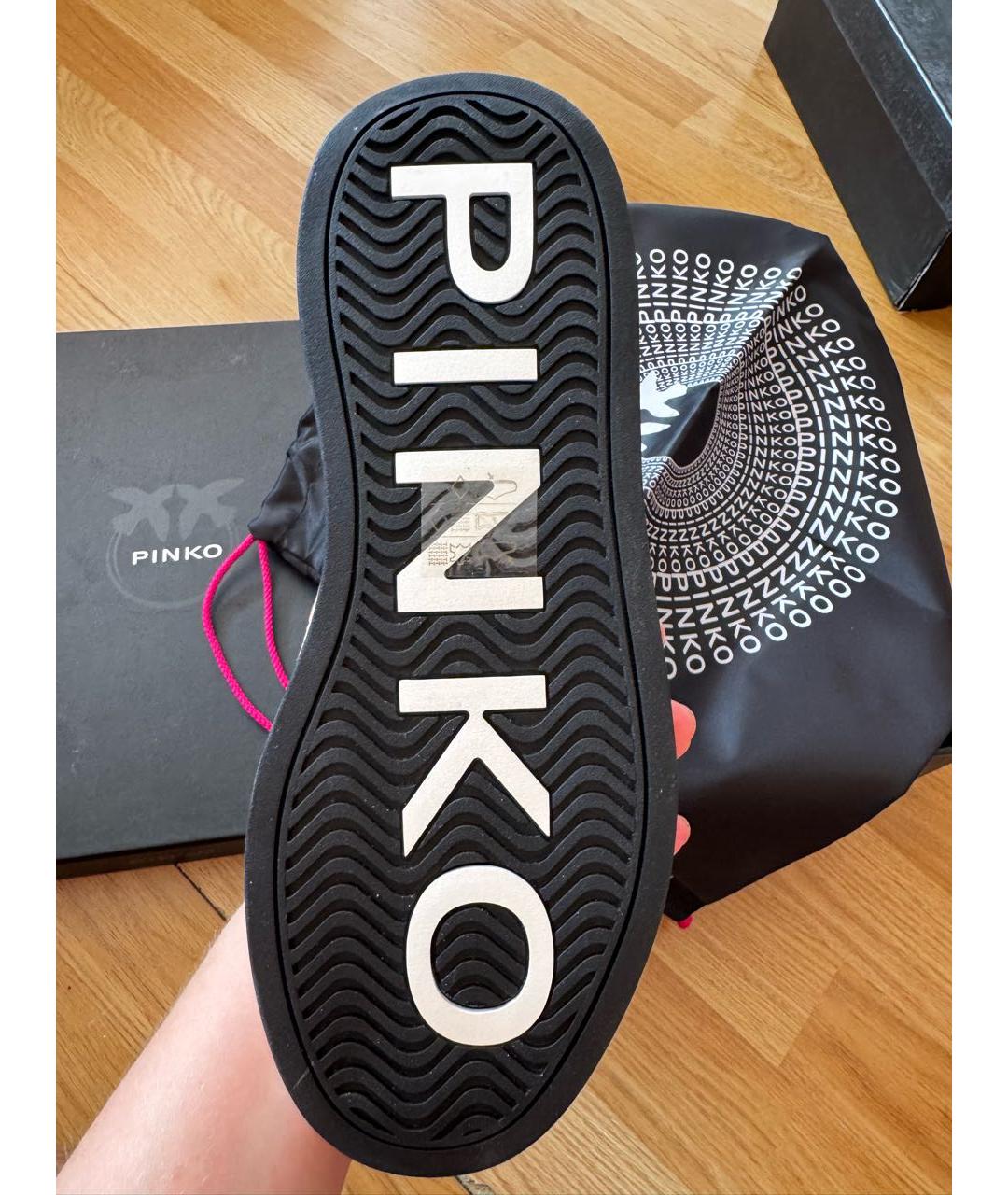 PINKO Бежевые кожаные кеды, фото 4