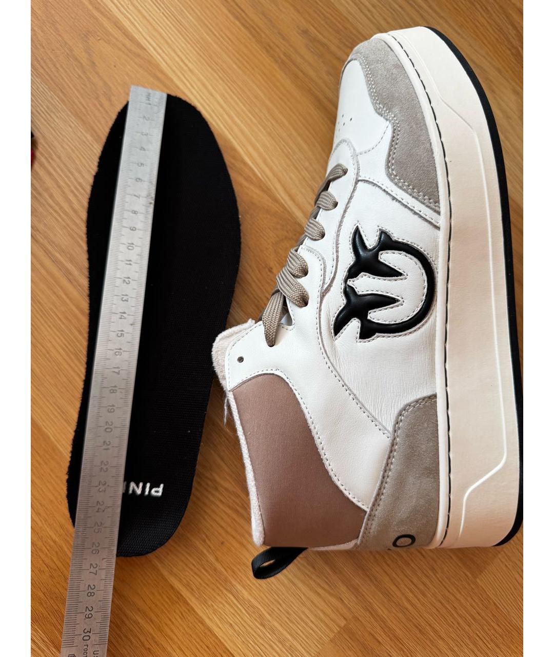 PINKO Бежевые кожаные кеды, фото 5