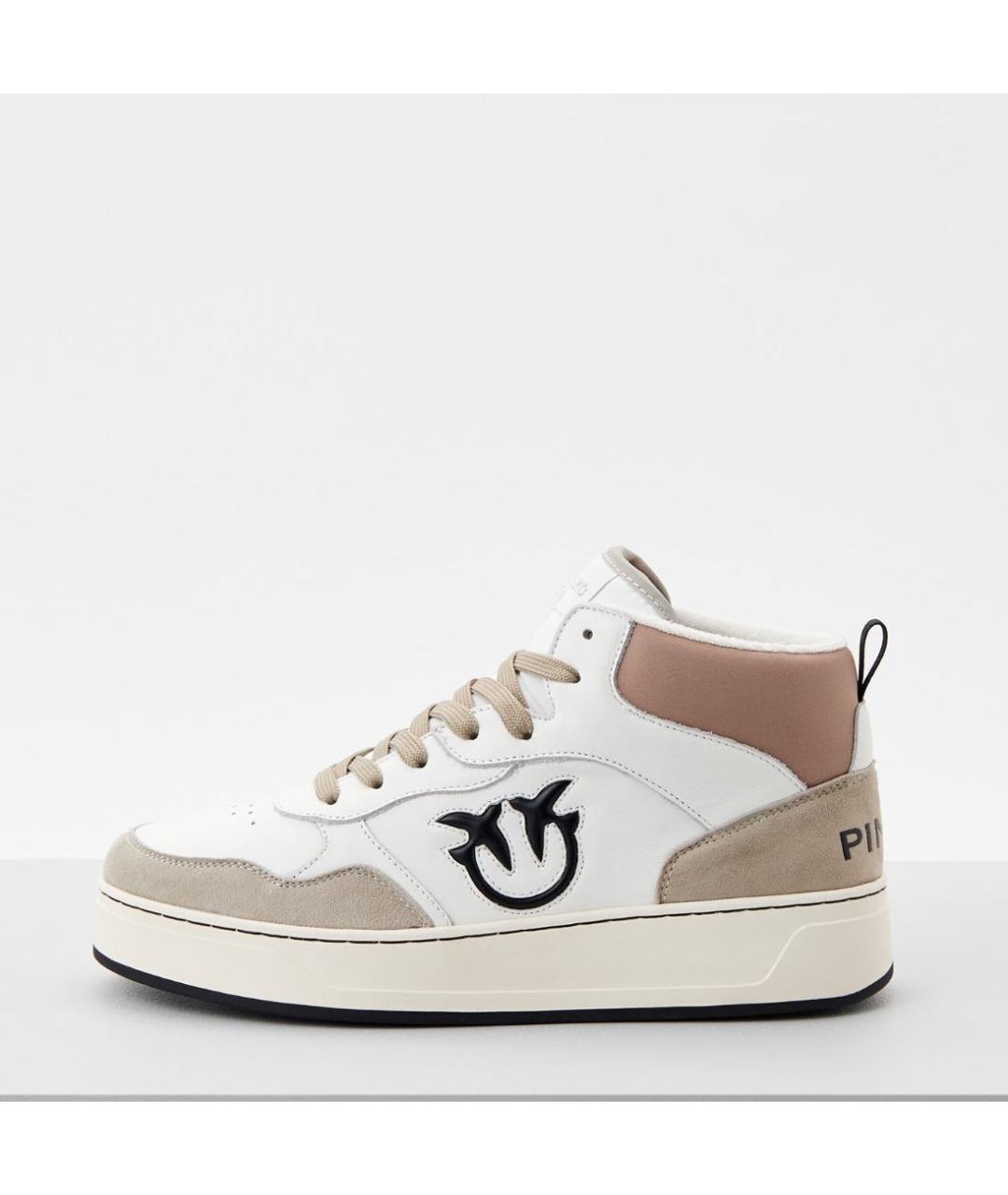 PINKO Бежевые кожаные кеды, фото 9