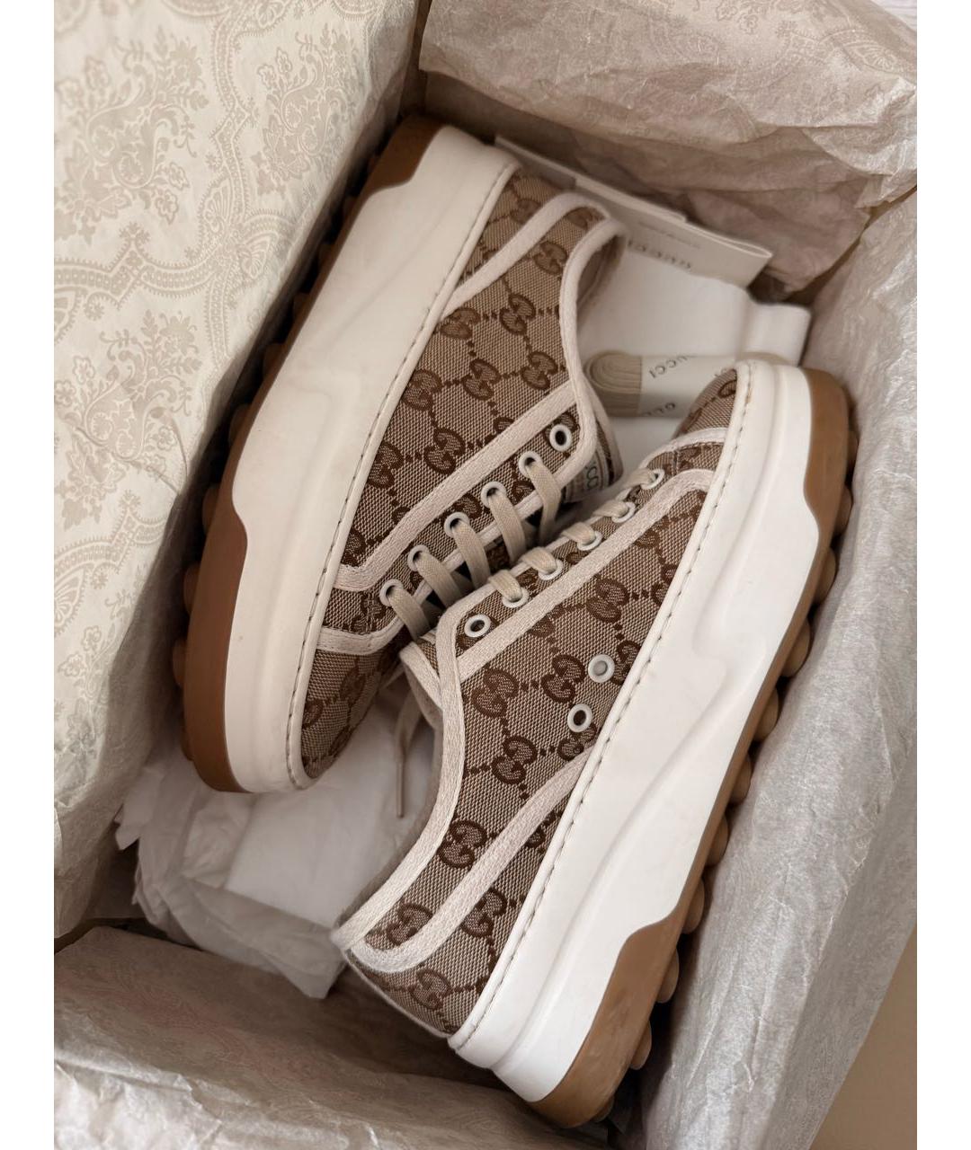 GUCCI Бежевые текстильные кеды, фото 8