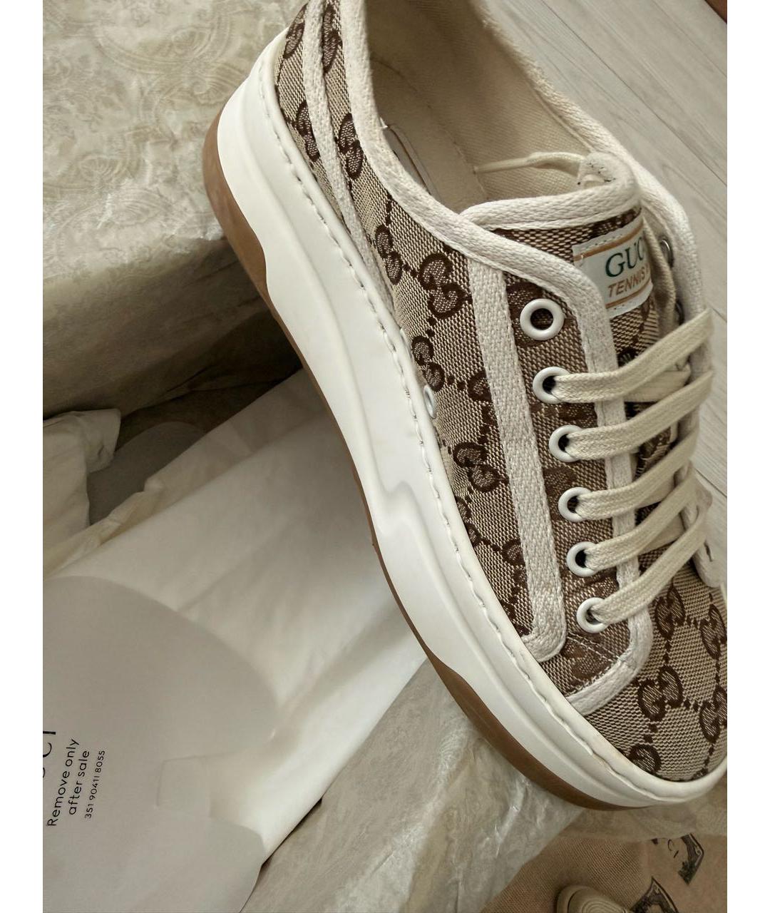 GUCCI Бежевые текстильные кеды, фото 5