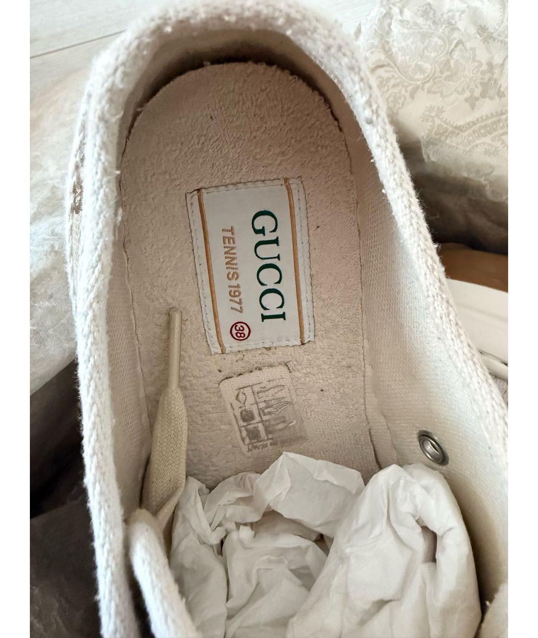 GUCCI Бежевые текстильные кеды, фото 7