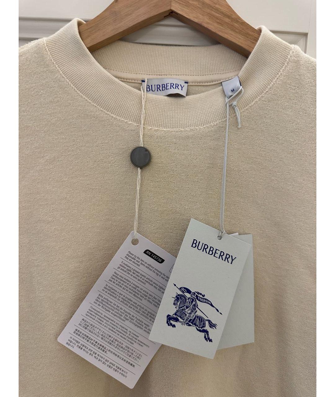 BURBERRY Бежевая хлопковая футболка, фото 7