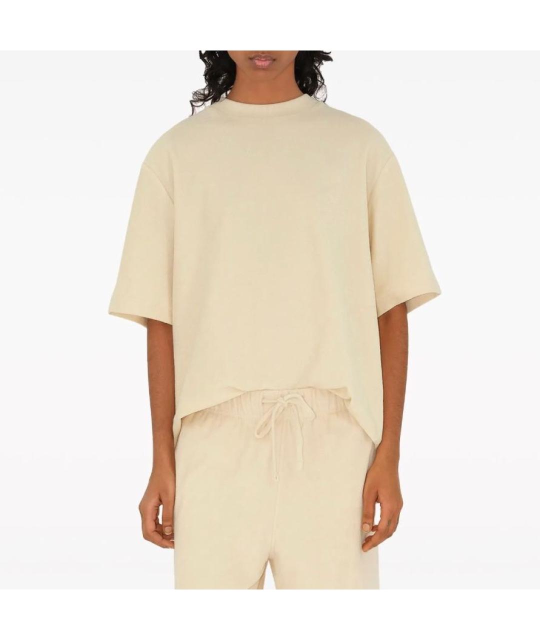 BURBERRY Бежевая хлопковая футболка, фото 4