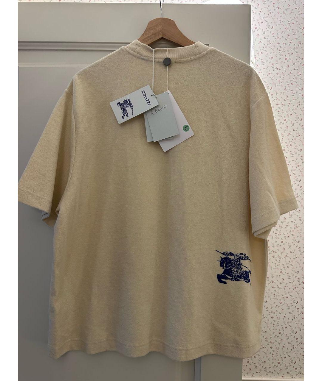 BURBERRY Бежевая хлопковая футболка, фото 5