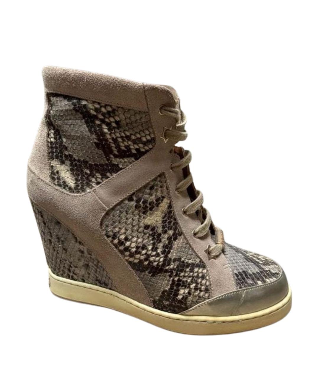JIMMY CHOO Бежевые ботинки из экзотической кожи, фото 1