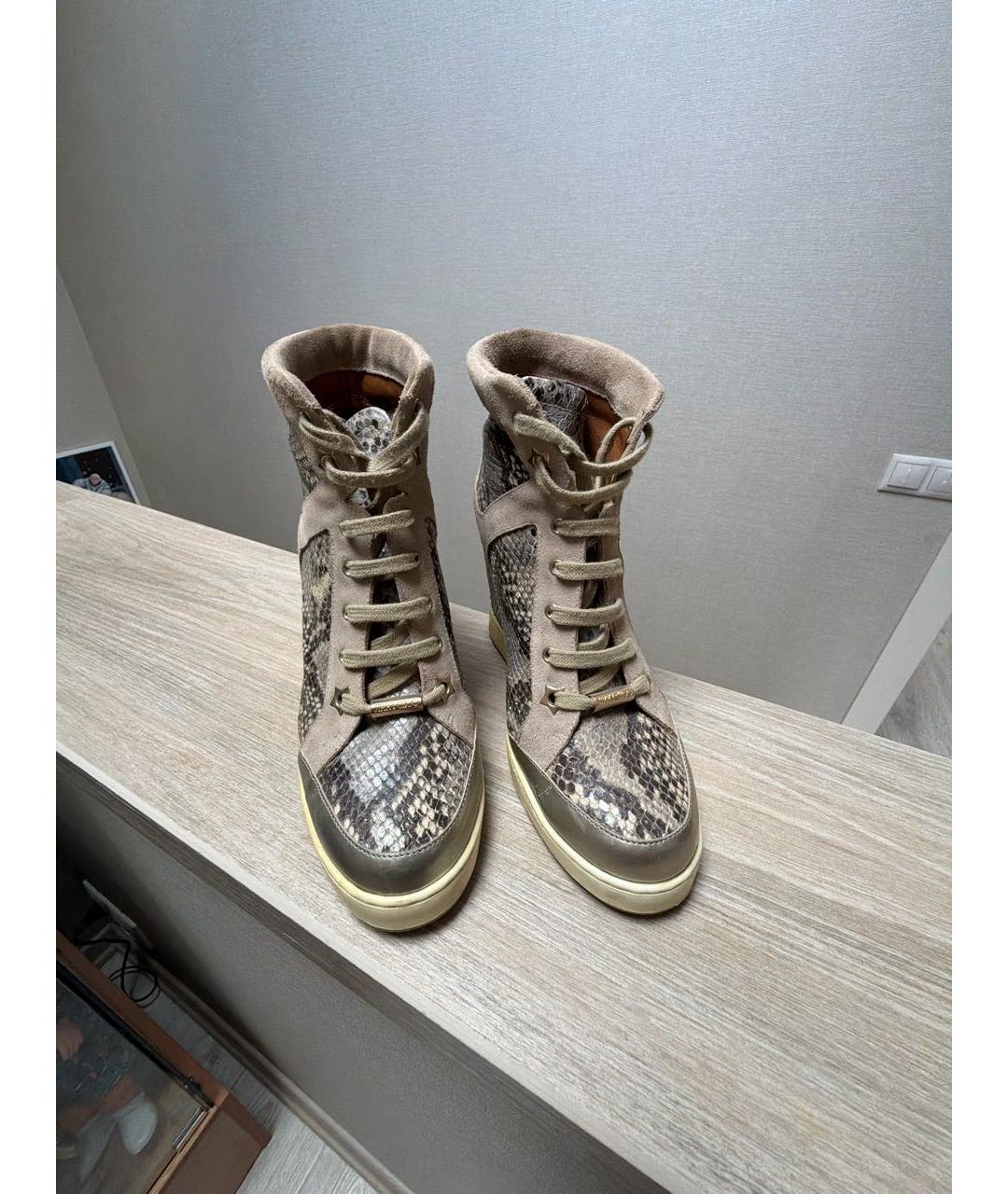 JIMMY CHOO Бежевые ботинки из экзотической кожи, фото 2