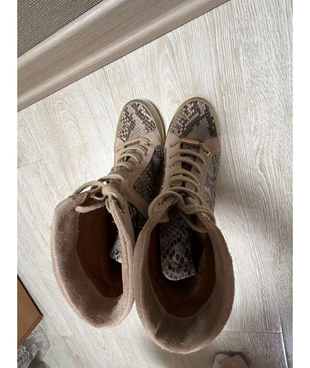 JIMMY CHOO Бежевые ботинки из экзотической кожи, фото 3