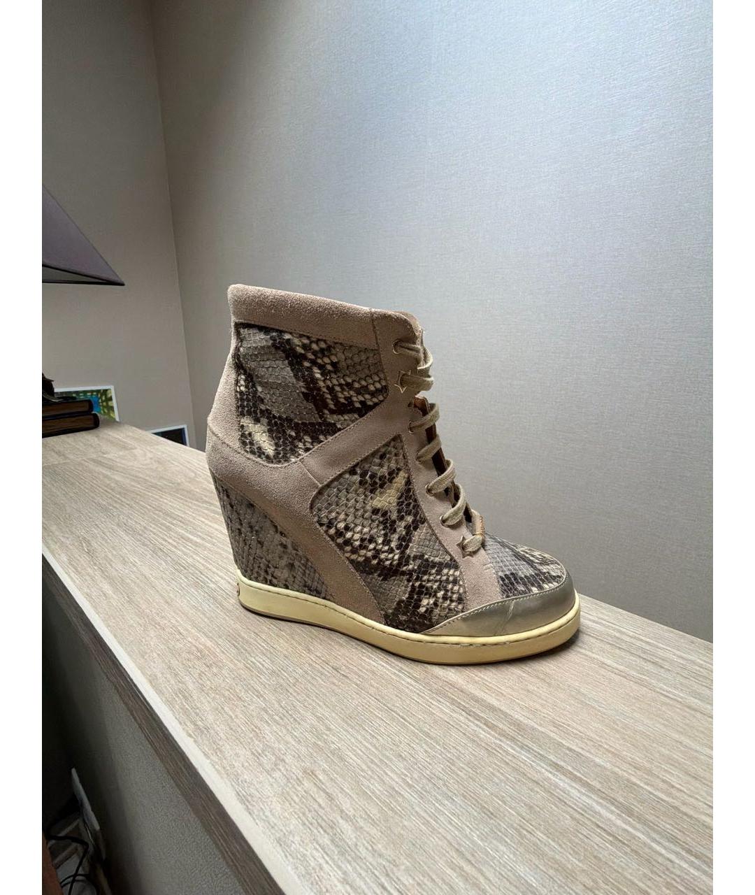 JIMMY CHOO Бежевые ботинки из экзотической кожи, фото 8