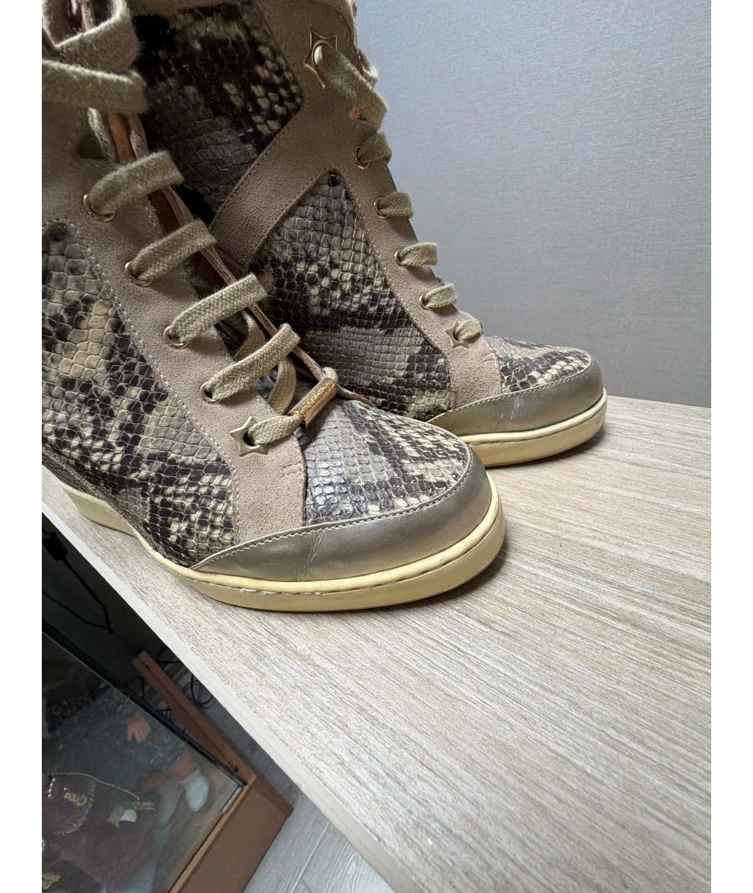 JIMMY CHOO Бежевые ботинки из экзотической кожи, фото 5