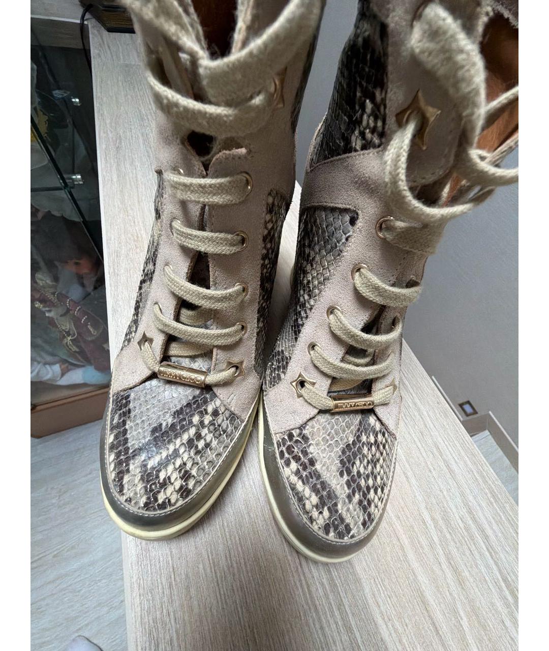 JIMMY CHOO Бежевые ботинки из экзотической кожи, фото 7