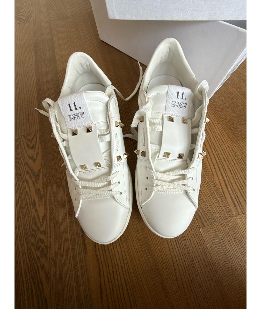 VALENTINO Белые кожаные низкие кроссовки / кеды, фото 2