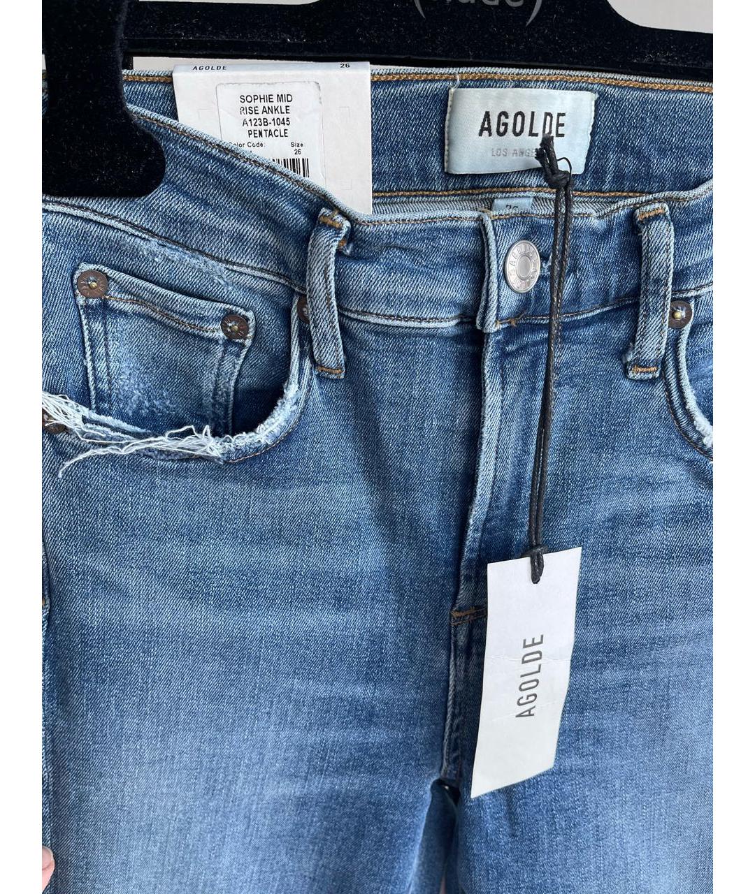 AGOLDE Синие хлопковые джинсы слим, фото 3
