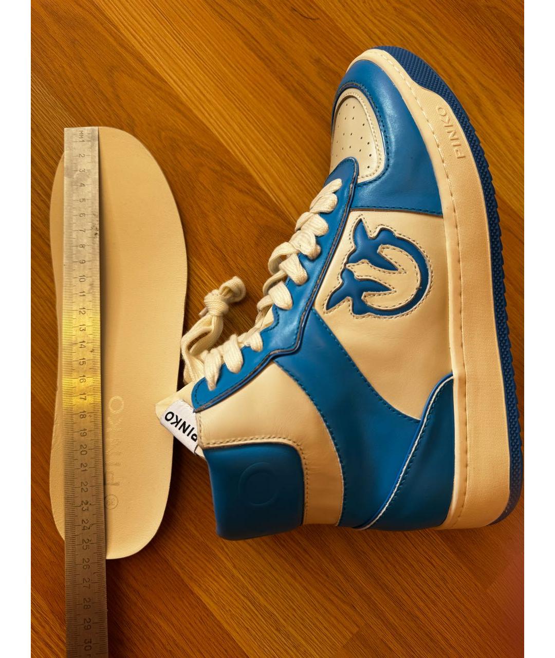 PINKO Голубые кожаные кеды, фото 6