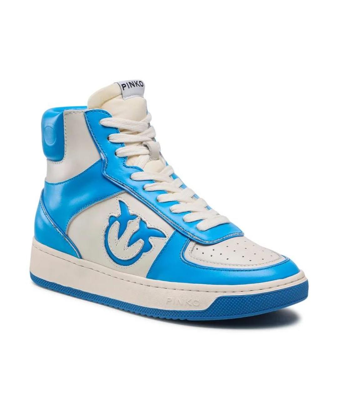 PINKO Голубые кожаные кеды, фото 9