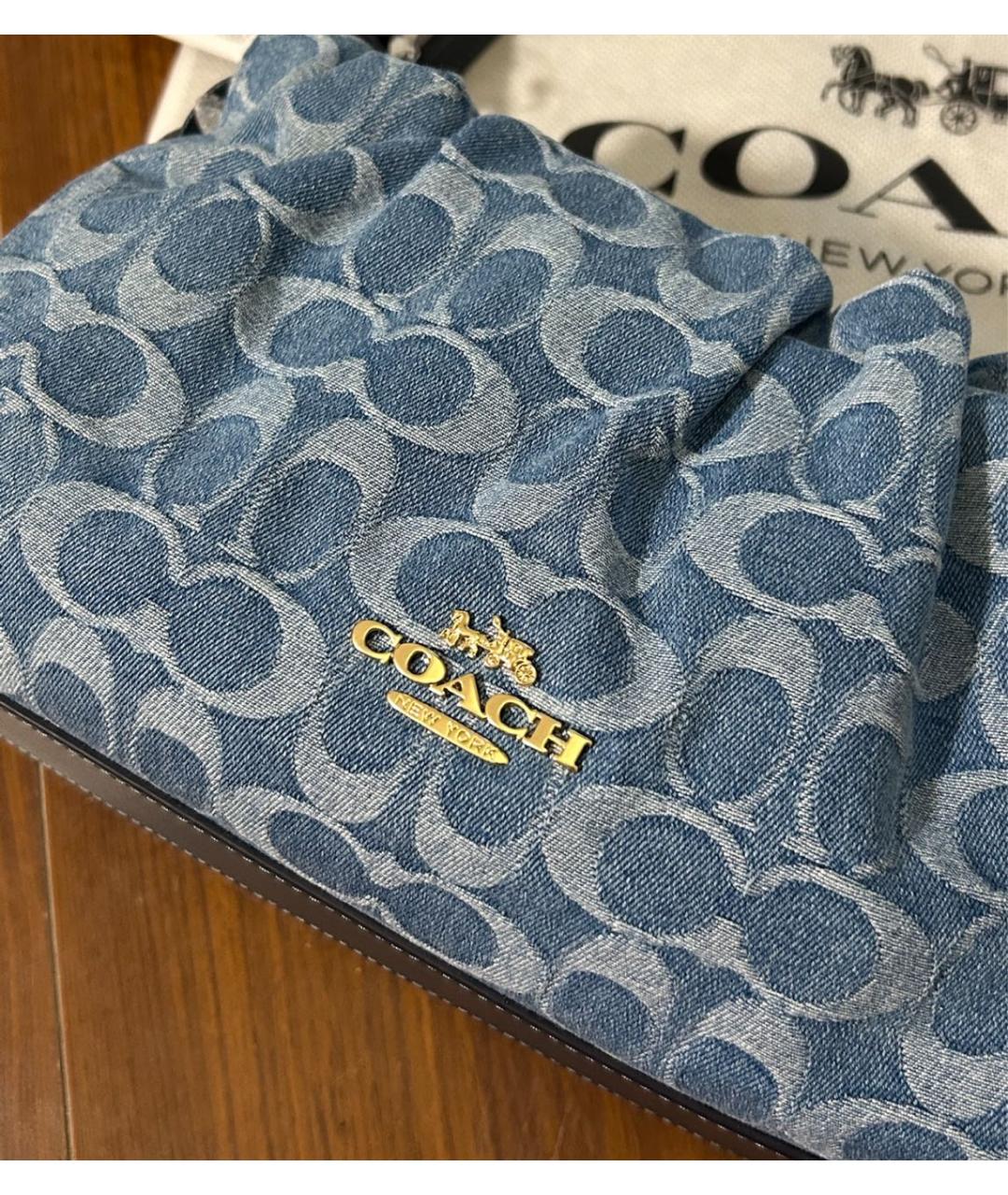 COACH Голубая деним сумка через плечо, фото 7