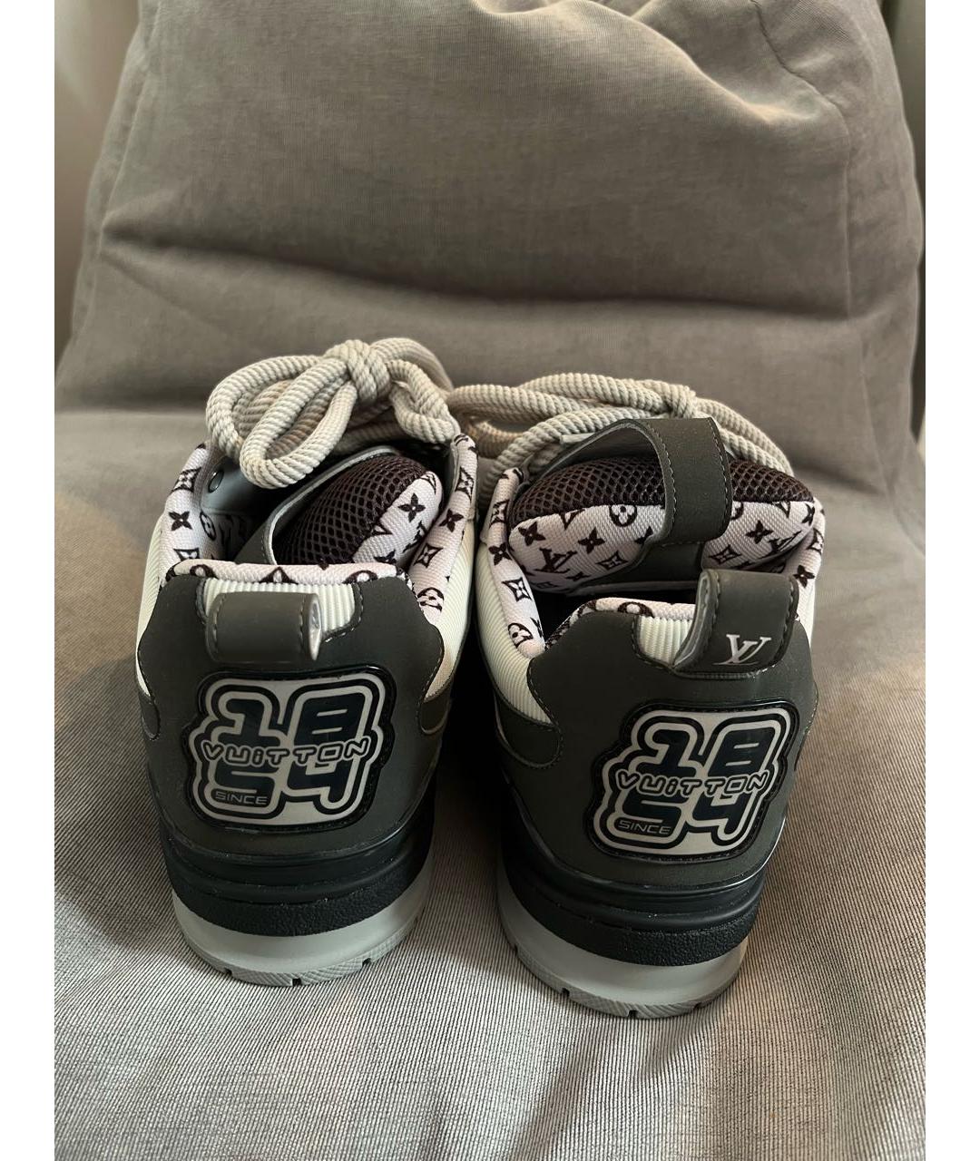 LOUIS VUITTON Антрацитовые бархатные кроссовки, фото 4