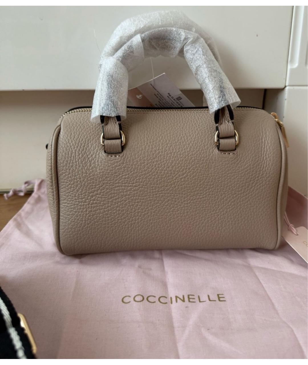 COCCINELLE Бежевая кожаная сумка через плечо, фото 3
