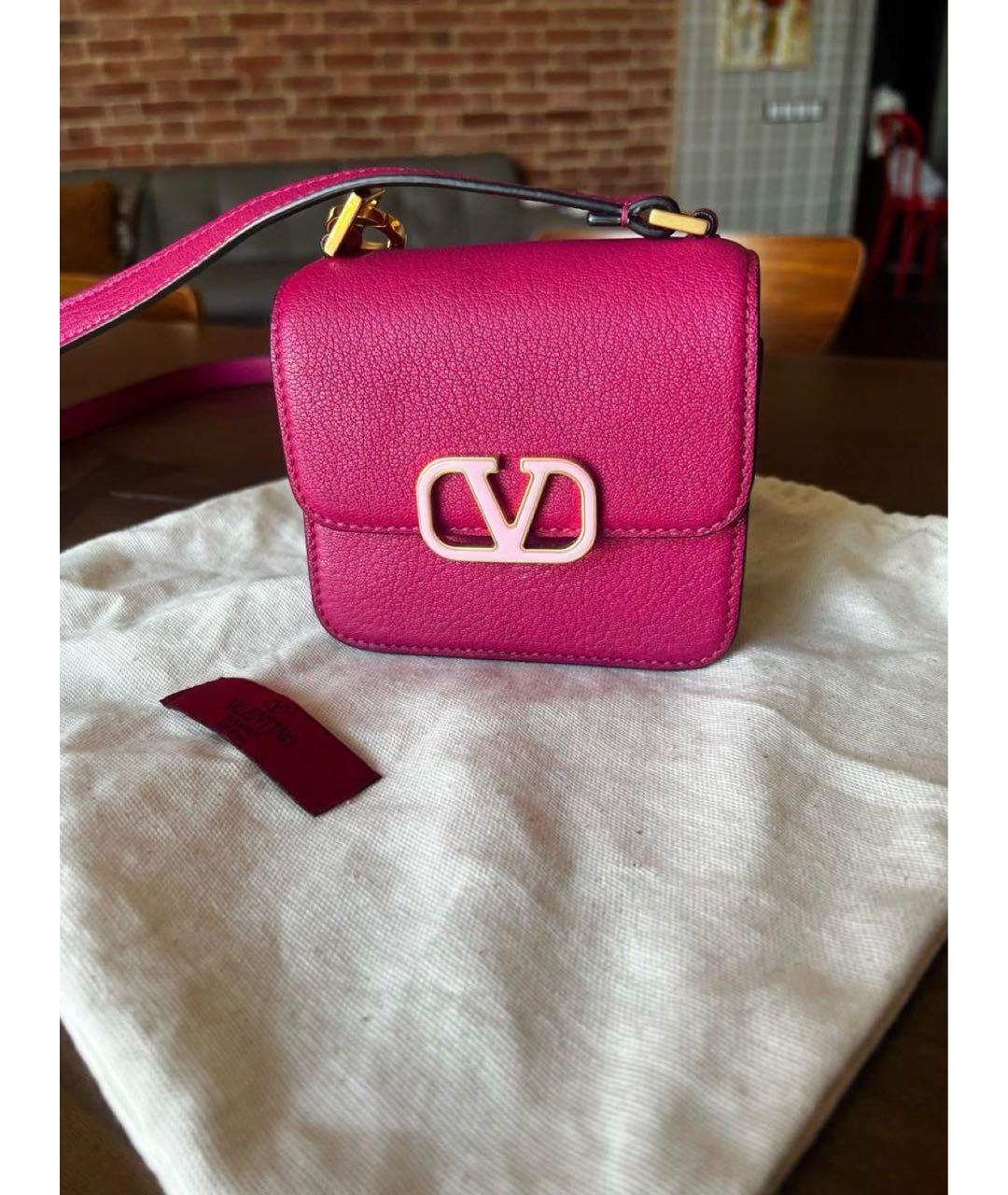 VALENTINO Розовая кожаная сумка через плечо, фото 7
