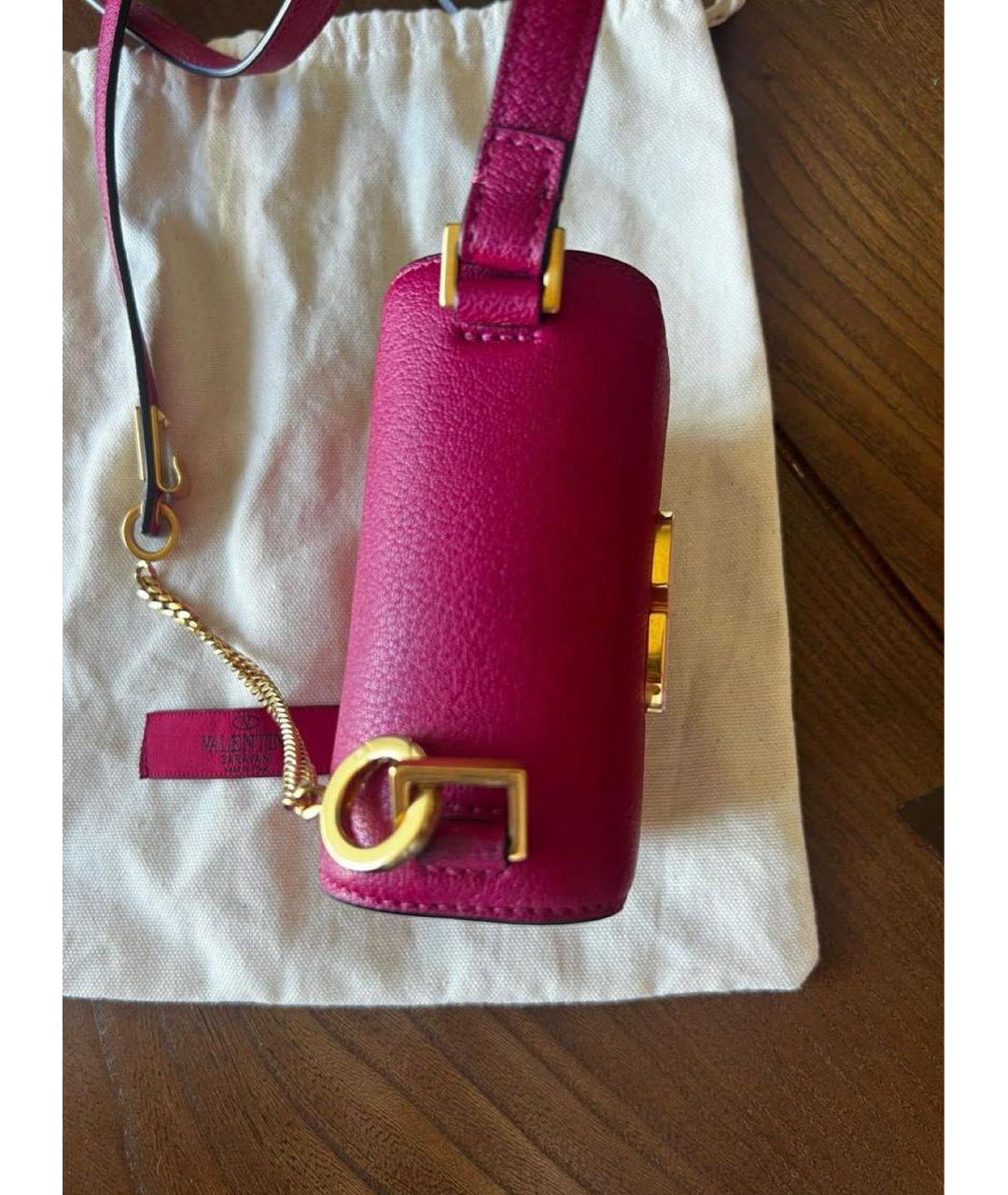 VALENTINO Розовая кожаная сумка через плечо, фото 3