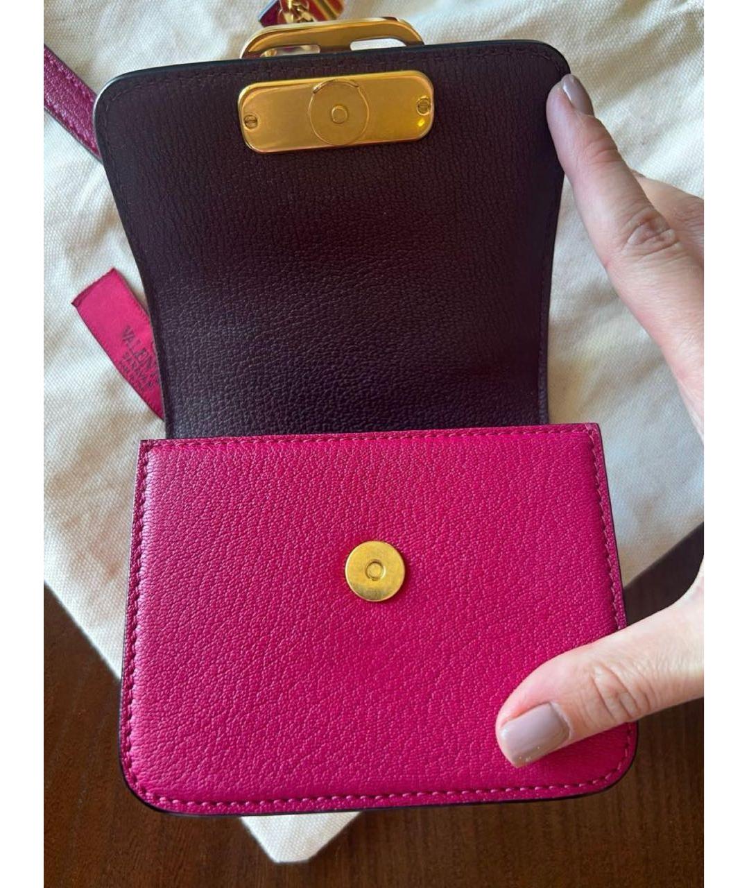 VALENTINO Розовая кожаная сумка через плечо, фото 4