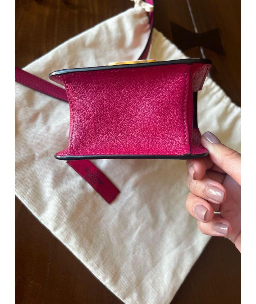 VALENTINO Розовая кожаная сумка через плечо, фото 6