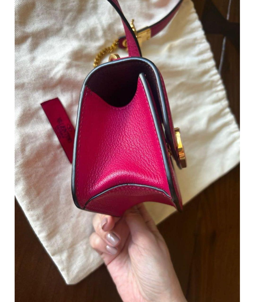 VALENTINO Розовая кожаная сумка через плечо, фото 2