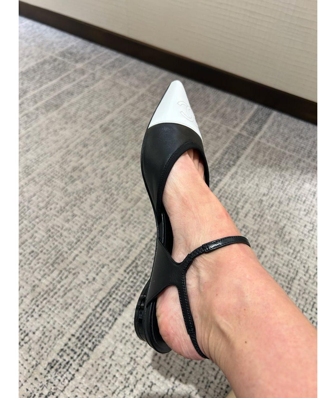 CHANEL Черные кожаные босоножки, фото 7