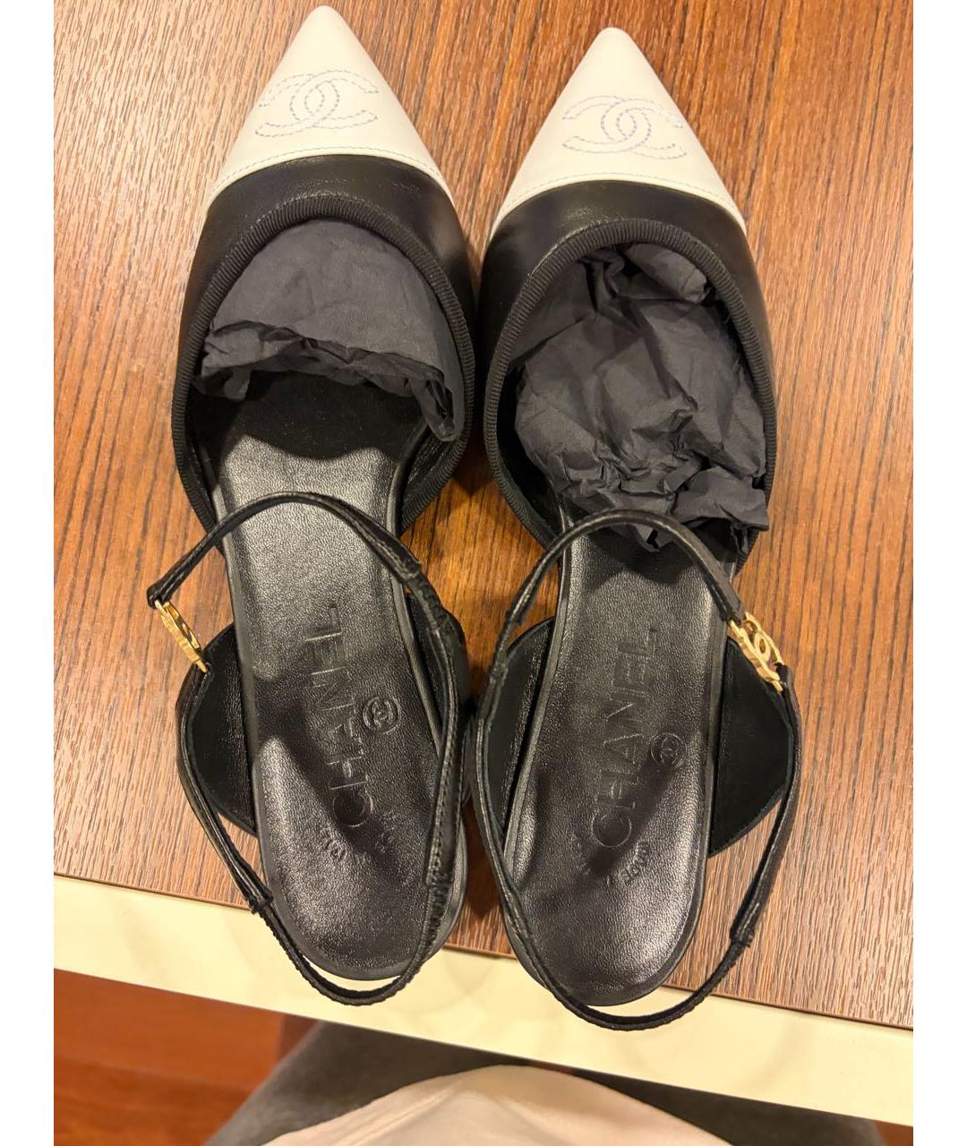 CHANEL Черные кожаные босоножки, фото 3