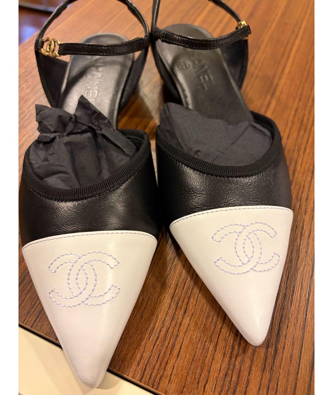 CHANEL Черные кожаные босоножки, фото 2