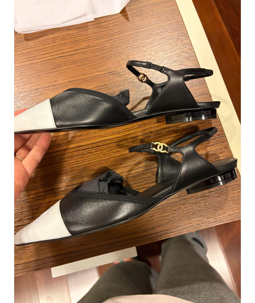 CHANEL Черные кожаные босоножки, фото 8