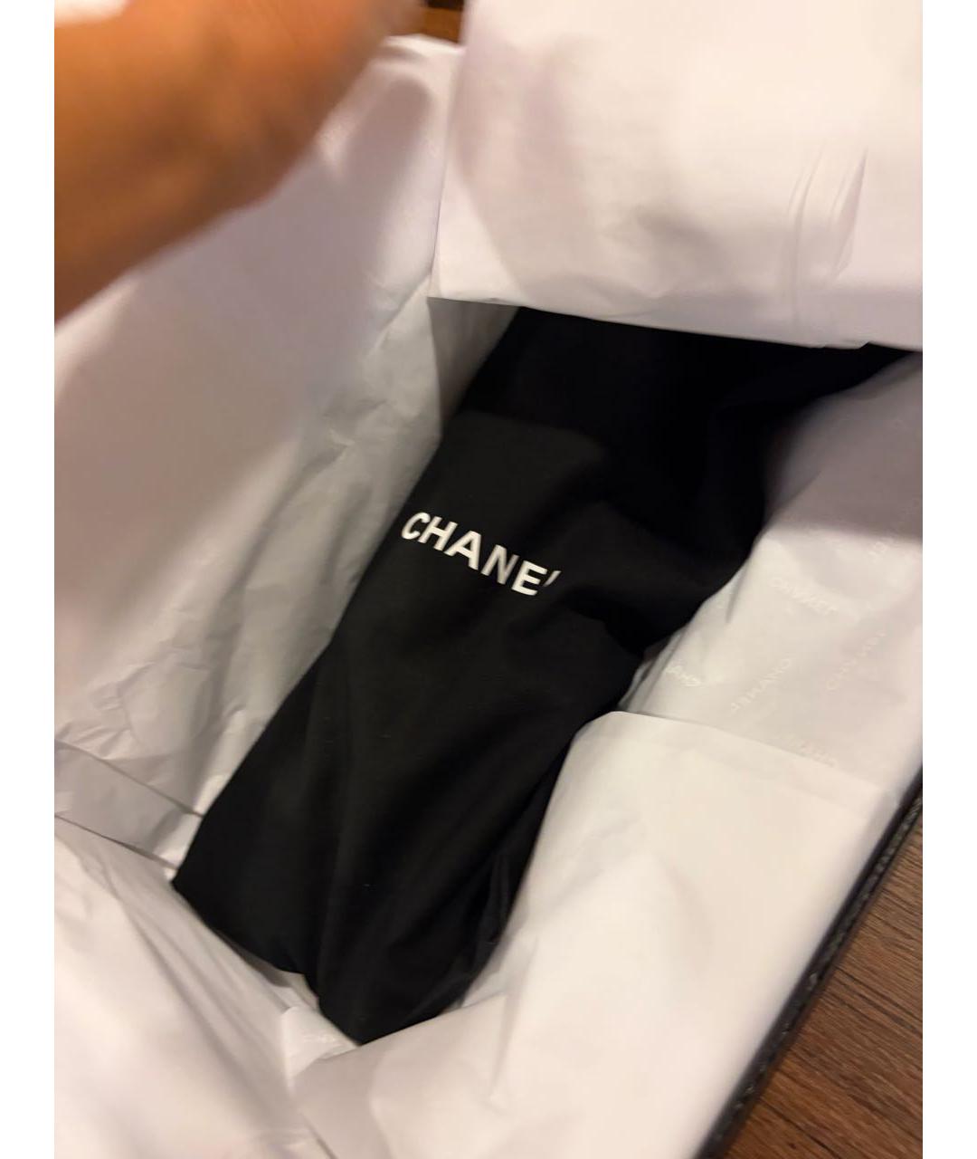 CHANEL Черные кожаные босоножки, фото 5