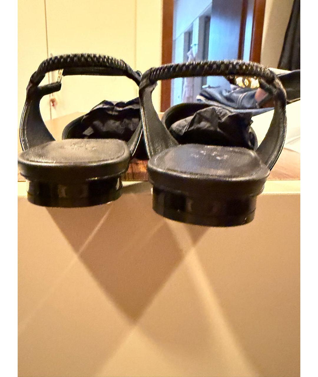 CHANEL Черные кожаные босоножки, фото 4